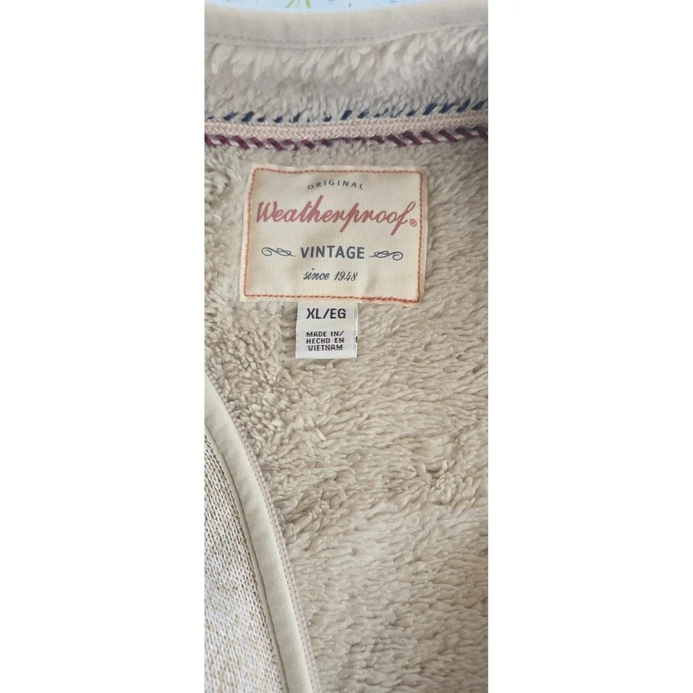 Weatherproof Vintage Mens Faux Fur Lined Quarter ZipPullover Stone F2521150ME XL